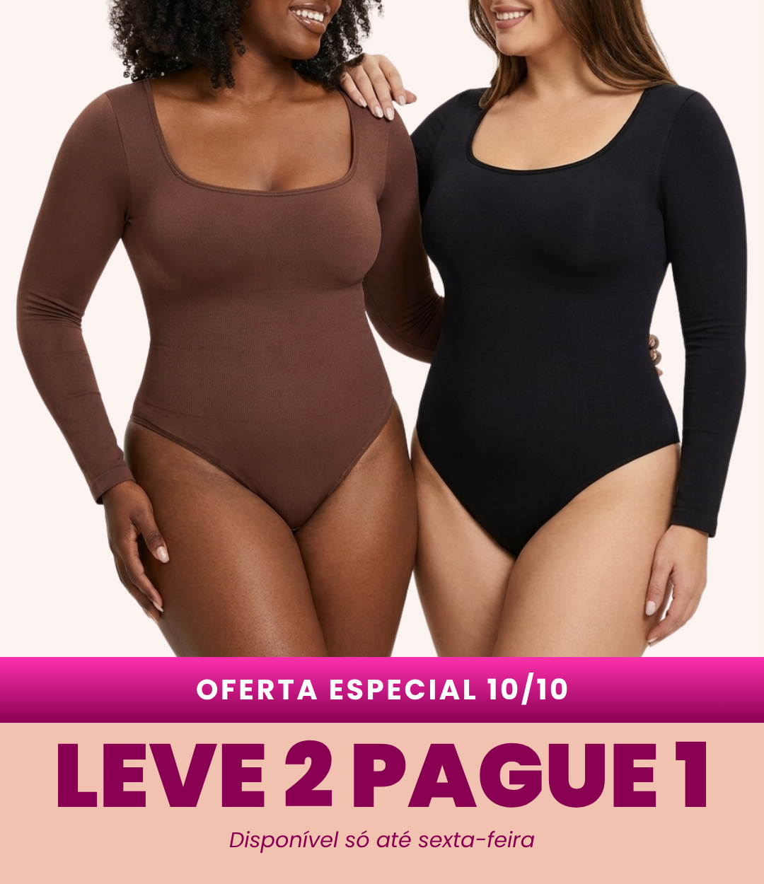 Body Confort - Body de Manga Longa - Compre 1 Leve 2