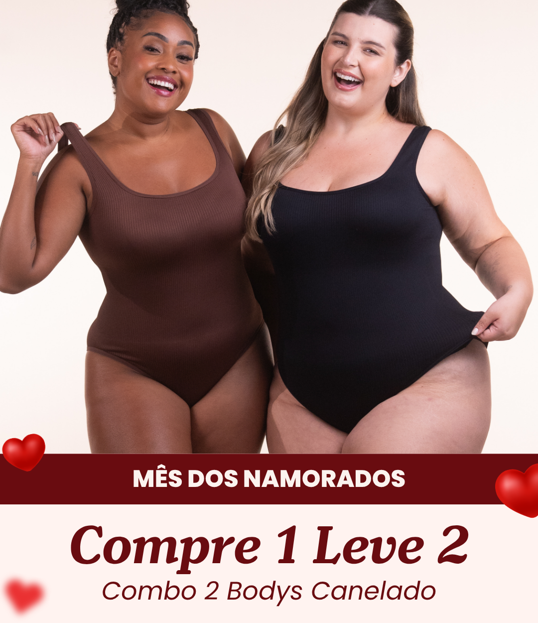 2 Bodys Shaper Canelado - Compre 1 Leve 2