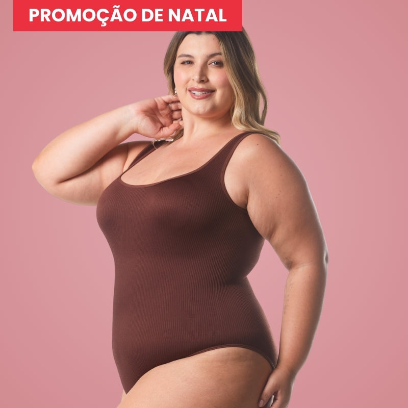 Body Shaper - Body modelador canelado com abertura higiênica