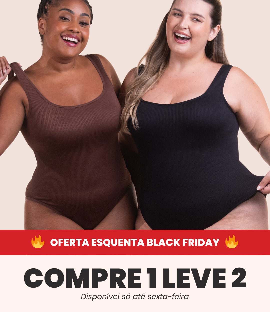 2 Bodys Shaper Canelado - Compre 1 Leve 2