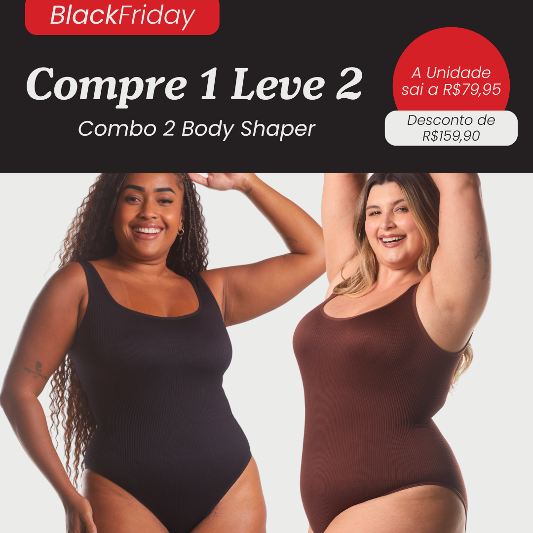 2 Bodys Shaper Canelado - Compre 1 Leve 2 - Black Friday