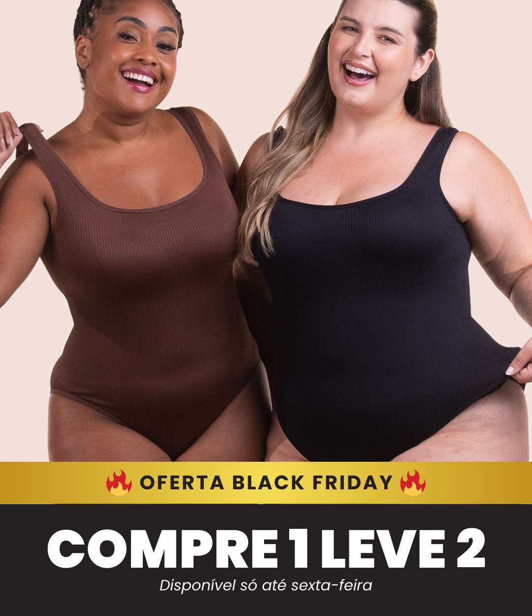 2 Bodys Shaper Canelado - Compre 1 Leve 2