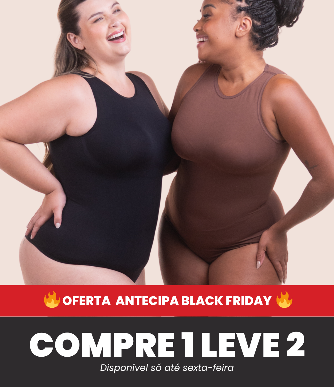 2 Bodys Chic Decote Alto Sem Costura - Compre 1 Leve 2