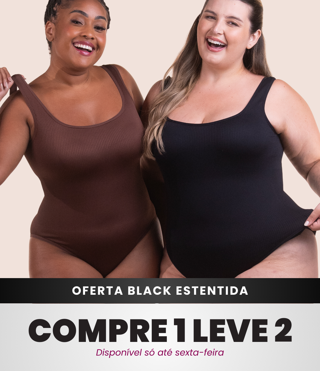 2 Bodys Shaper Canelado - Compre 1 Leve 2