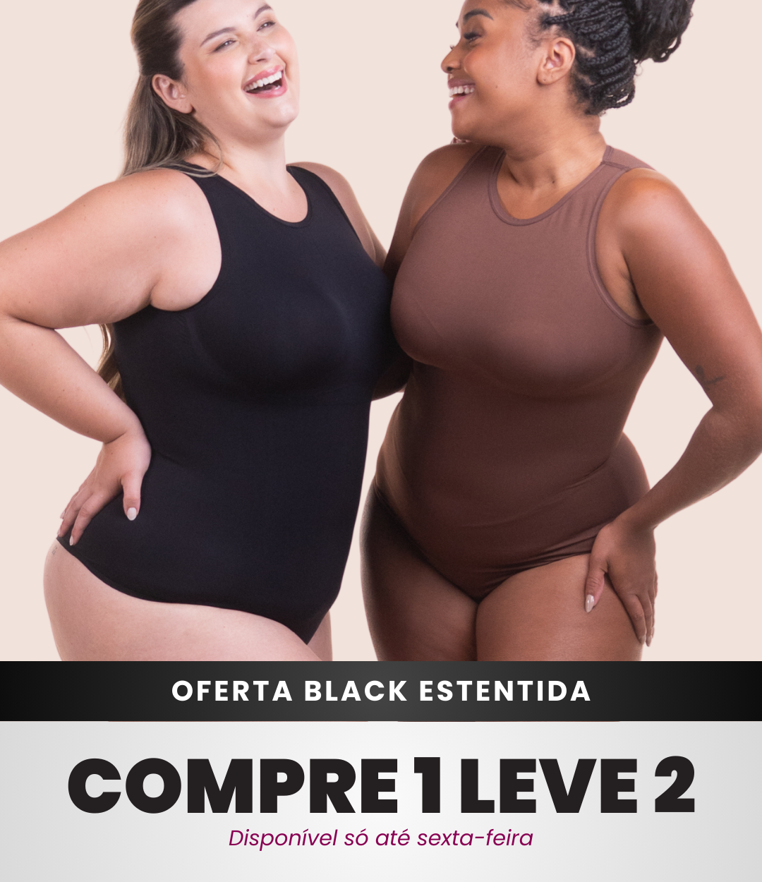 2 Bodys Chic Decote Alto Sem Costura - Compre 1 Leve 2