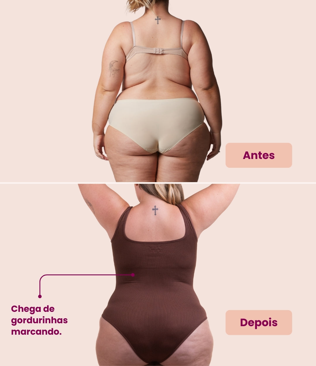 Body Shaper - Body modelador canelado com abertura higiênica