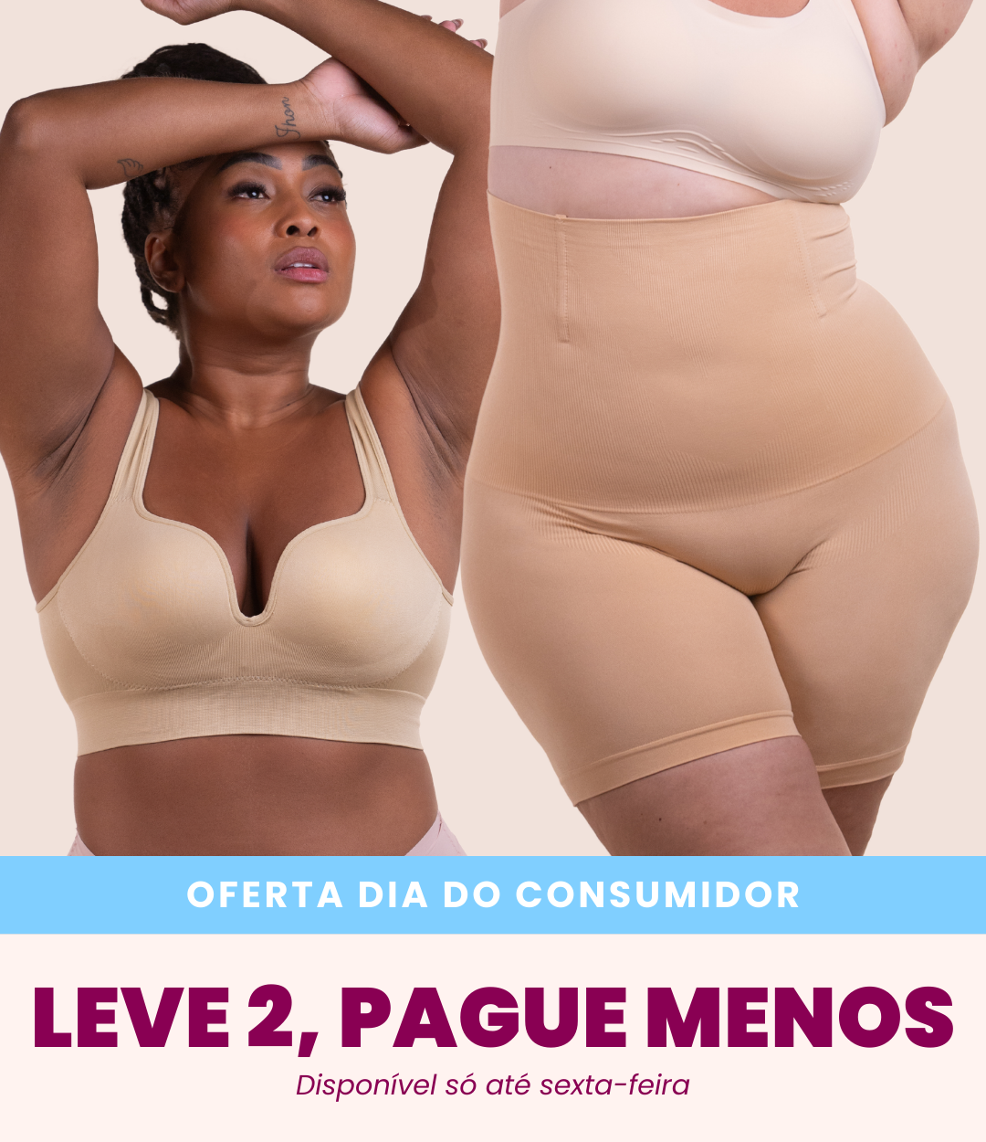 Sutiã Push Up + Bermuda Up Shaper - Combo Irresistível