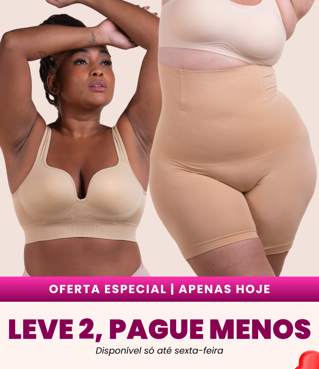 Sutiã Push Up + Bermuda Up Shaper - Combo Irresistível