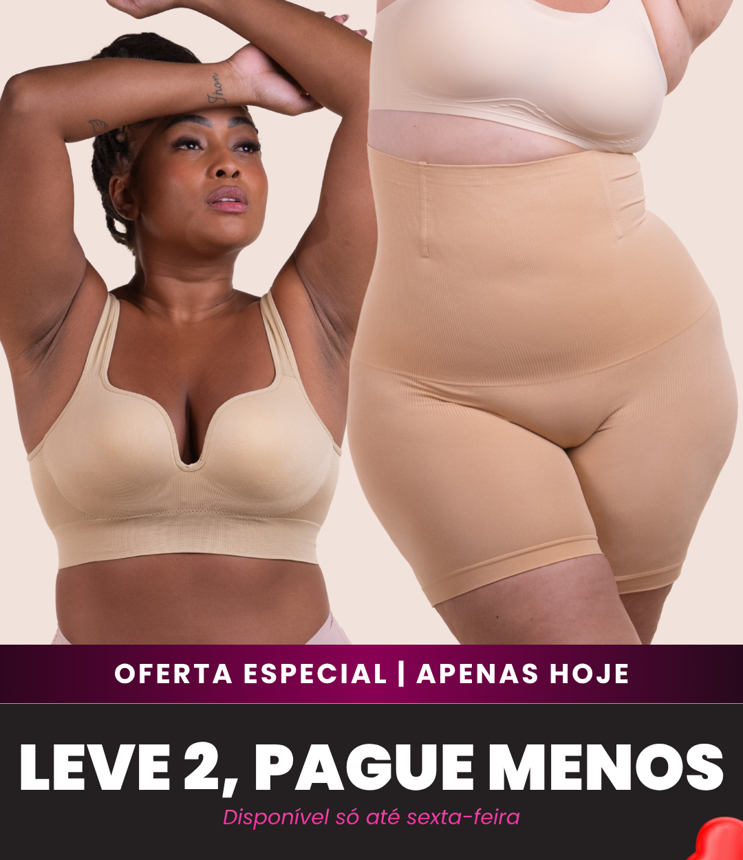 Sutiã Push Up + Bermuda Up Shaper - Combo Irresistível