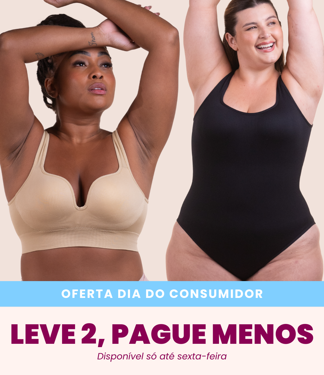 Sutiã Push Up + Body Shaper Canelado - Combo Irresistível