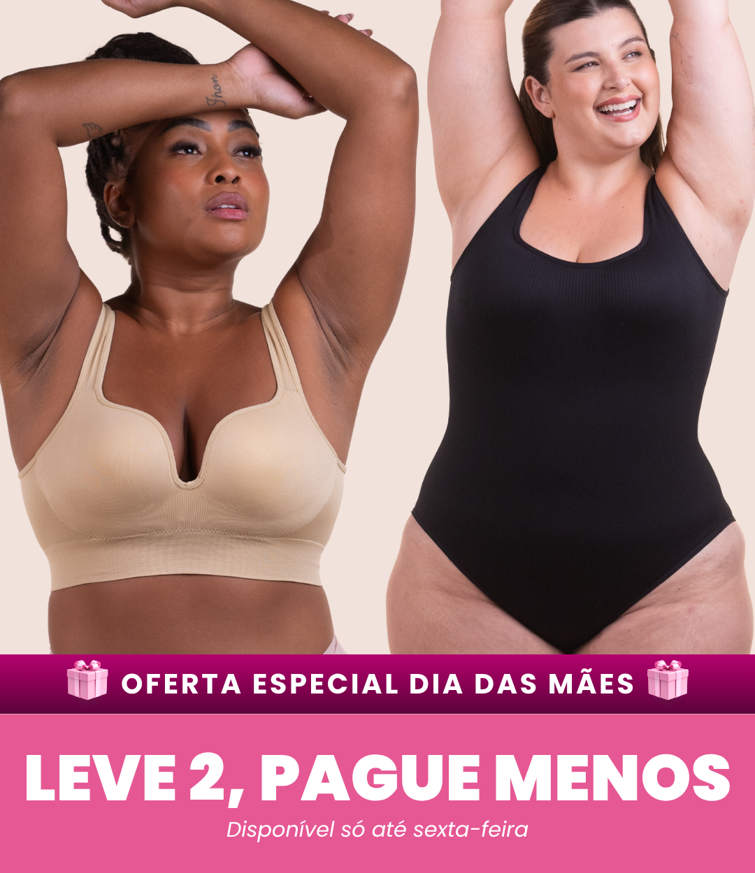 Sutiã Push Up + Body Shaper Canelado - Combo Irresistível