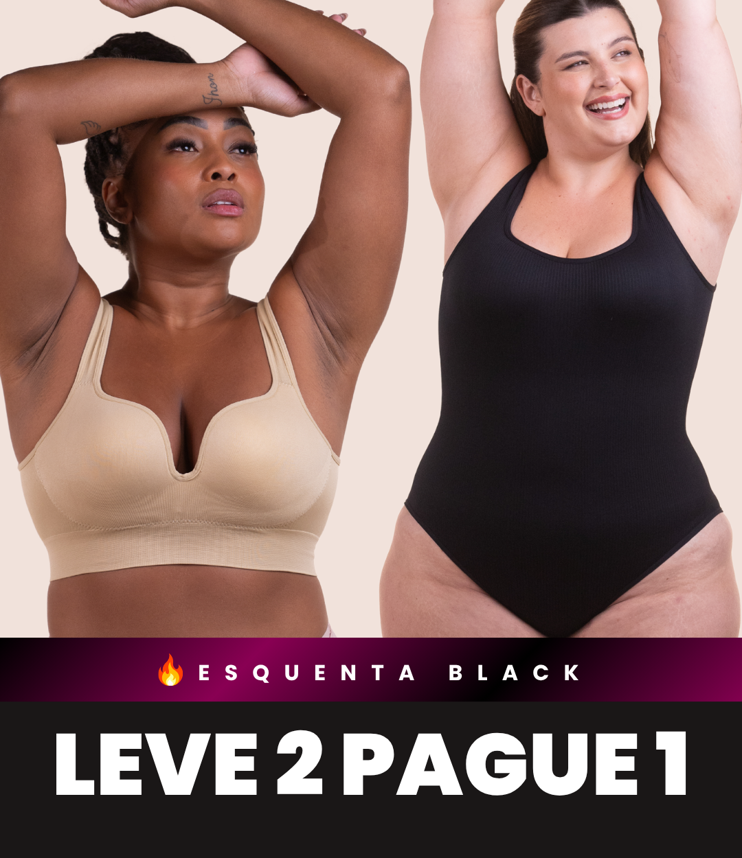 Sutiã Push Up + Body Shaper Canelado - Combo Irresistível