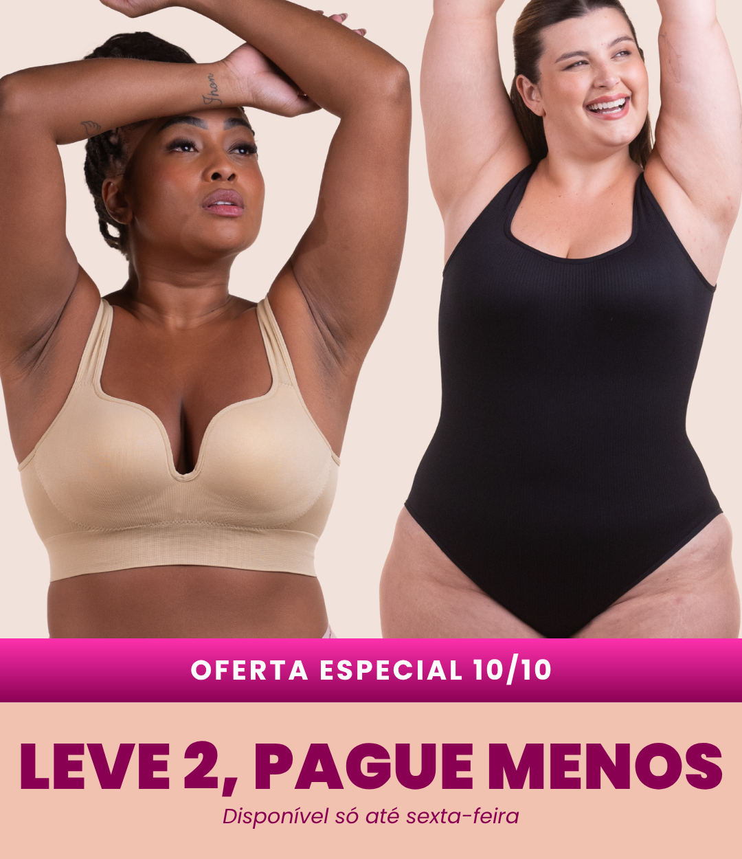 Sutiã Push Up + Body Shaper Canelado - Combo Irresistível