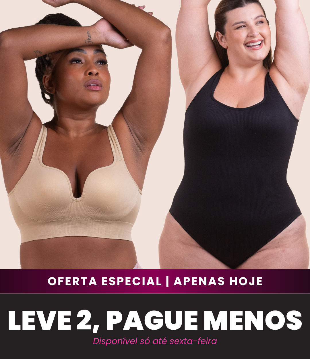 Sutiã Push Up + Body Shaper Canelado - Combo Irresistível