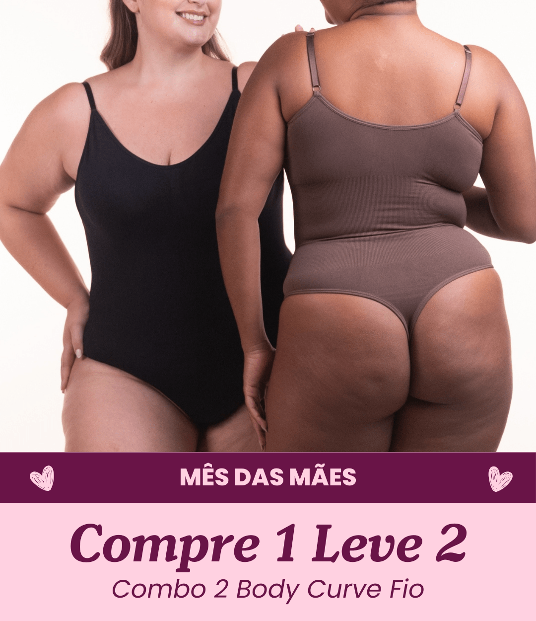2 Body Curves - Body Modelador Com Abertura Higiênica (Fio Dental) - Compre 1 Leve 2 - Midastime