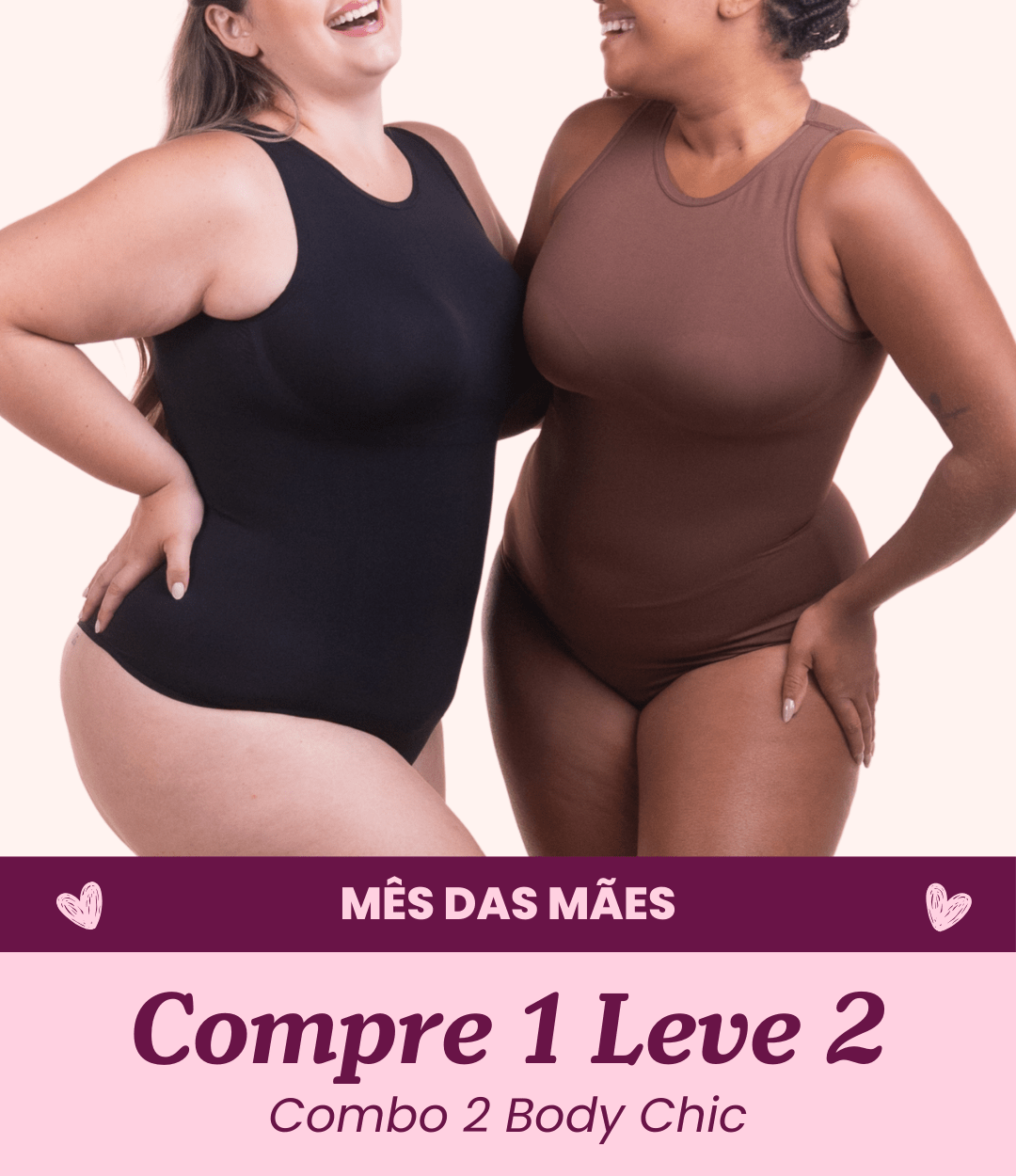 2 Bodys Chic Decote Alto Sem Costura - Compre 1 Leve 2 - Midastime