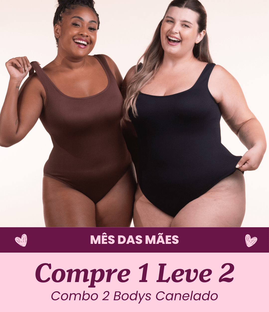 2 Bodys Shaper Canelado - Compre 1 Leve 2 - Midastime