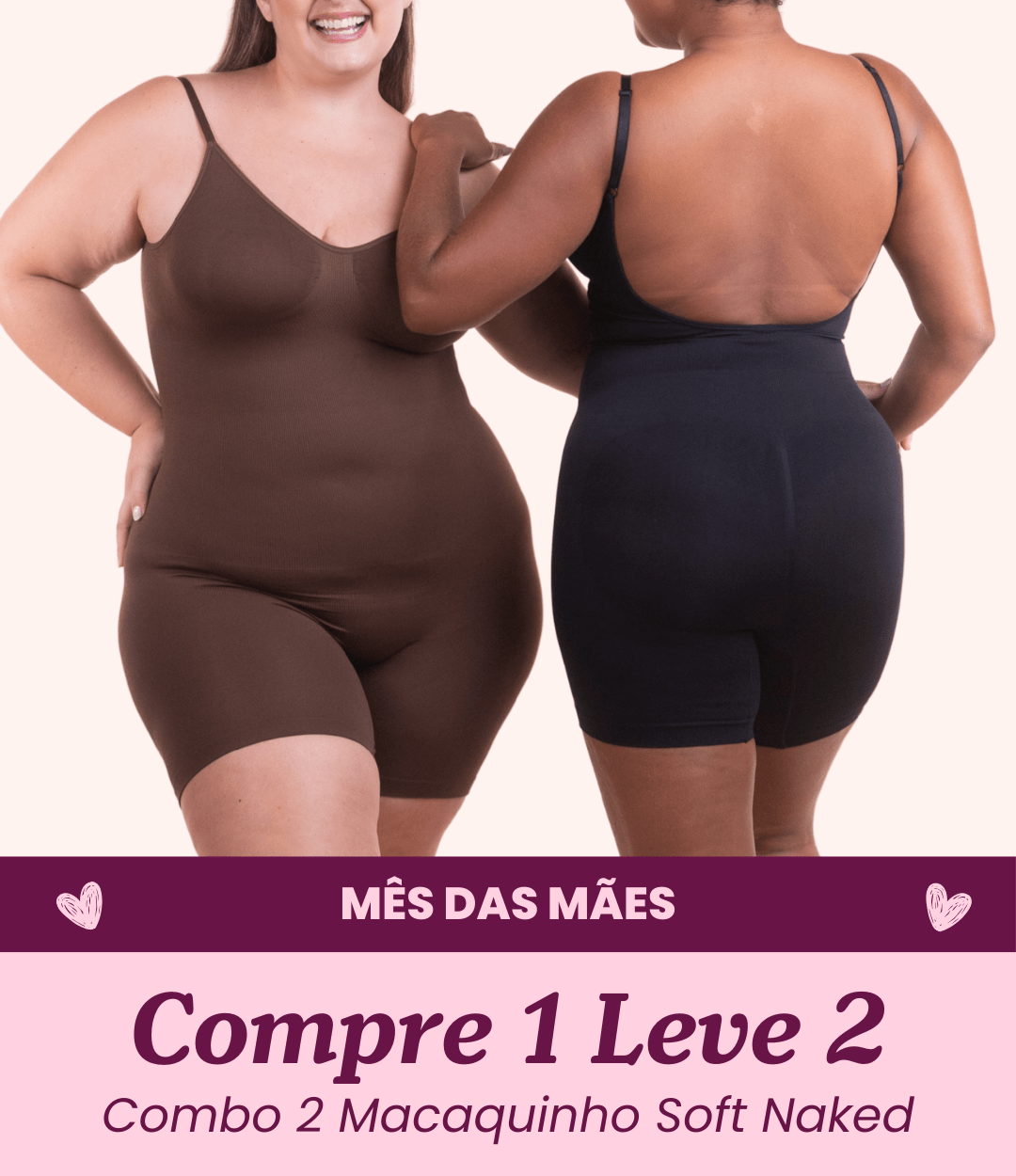 2 Macaquinhos Soft Naked com Costas Aberta - Compre 1 Leve 2 - Midastime