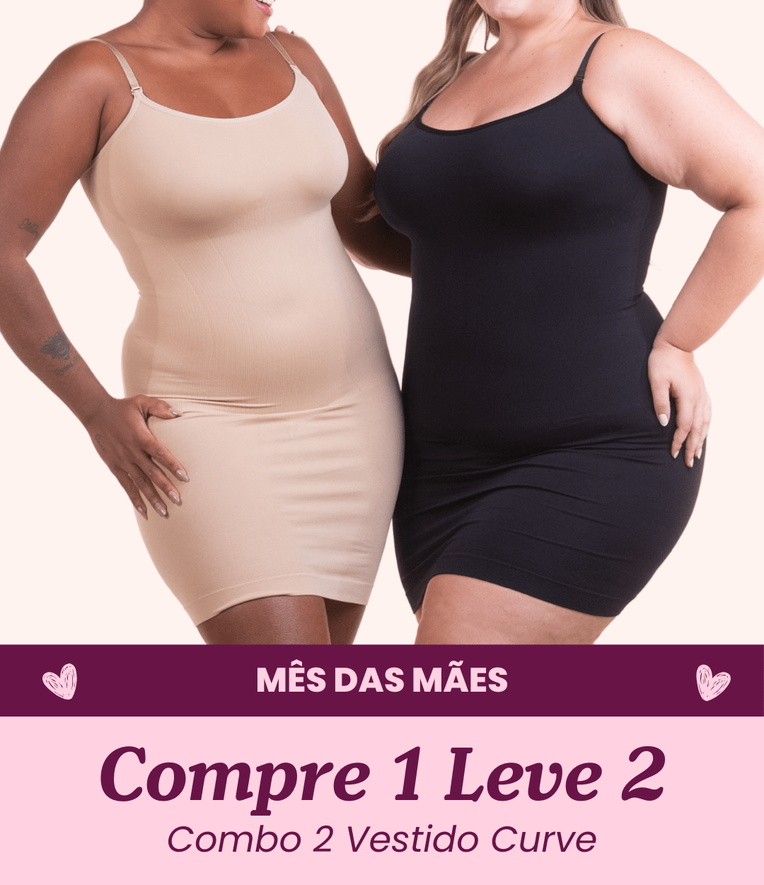 2 Vestidos Curve Modelador Redutor de Medidas - Compre 1 Leve 2 - Midastime