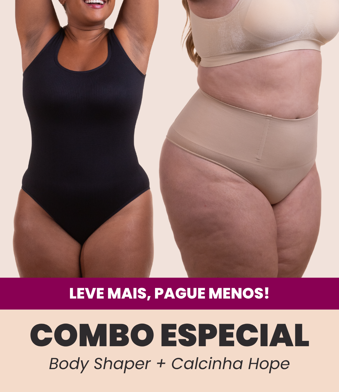 Body Shaper Canelado + Calcinha Hope - Combo Irresistível