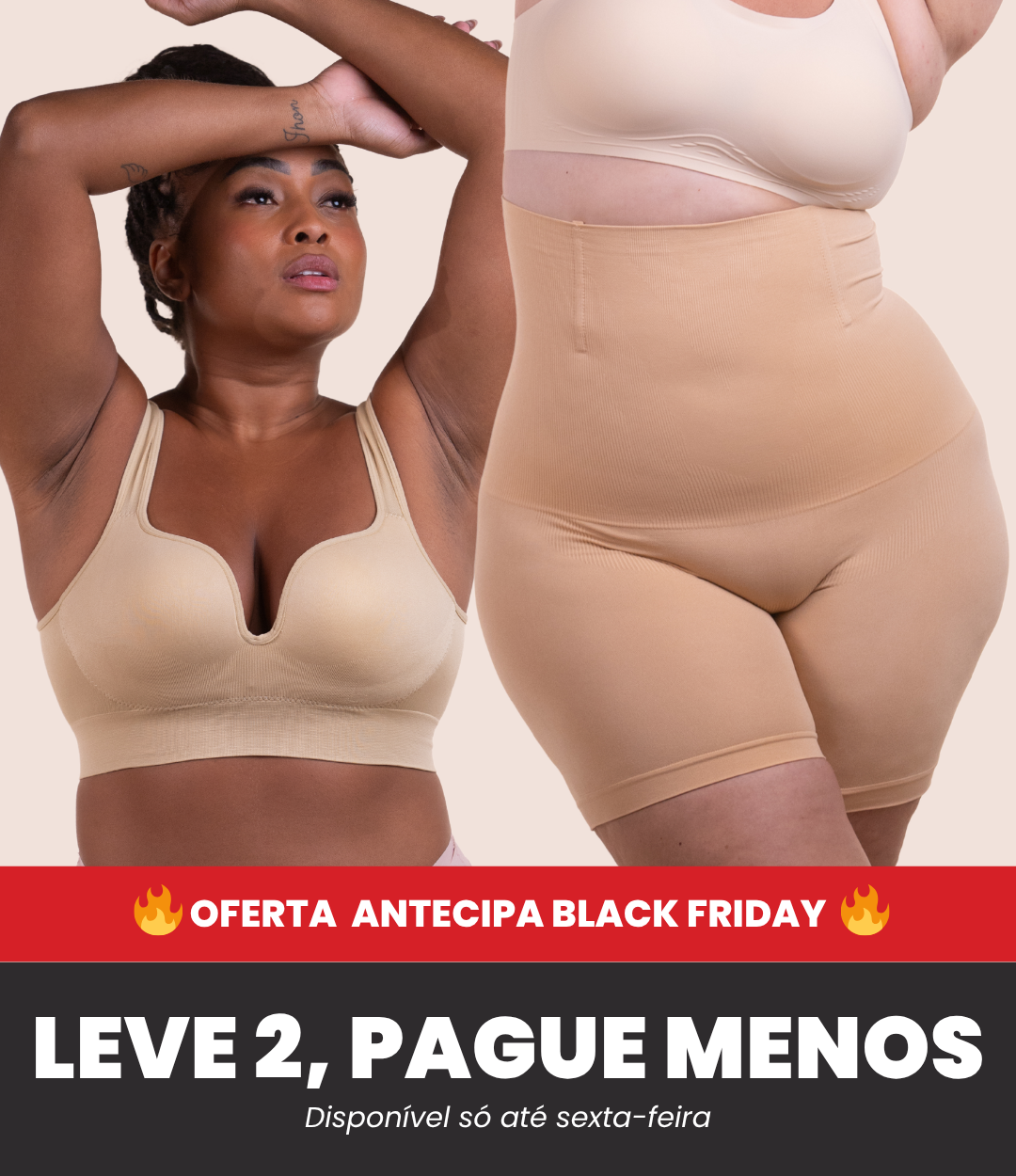 Sutiã Push Up + Bermuda Up Shaper - Combo Irresistível