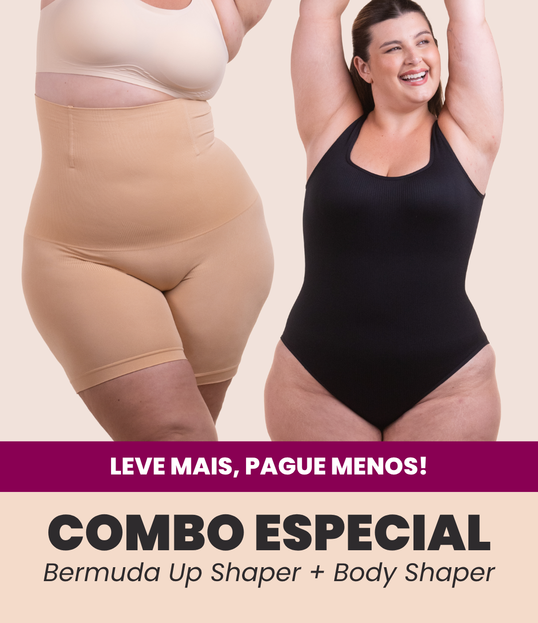 Body Shaper Canelado + Bermuda Up Shaper - Combo Irresistível