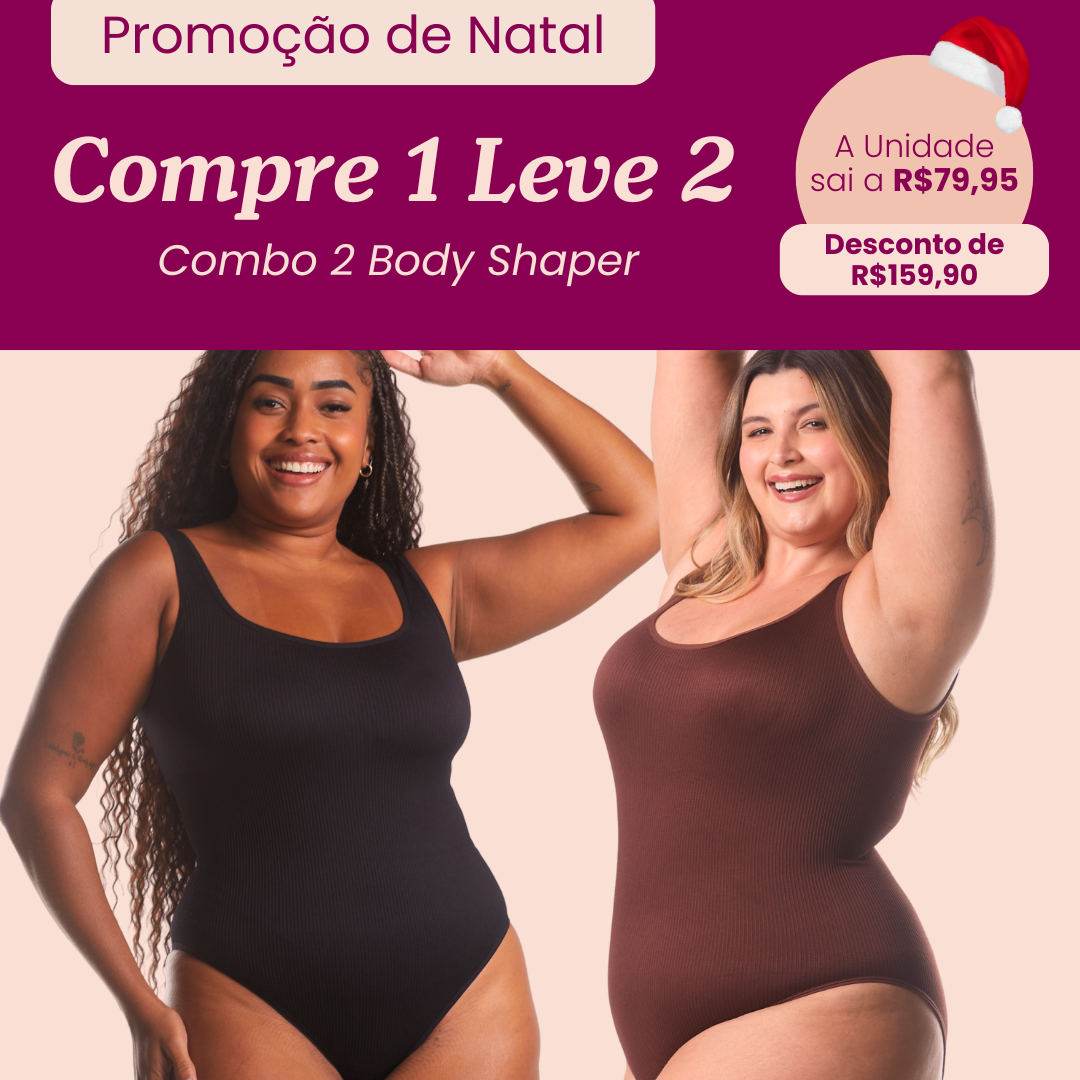 2 Bodys Shaper Canelado - Compre 1 Leve 2 - Black Friday