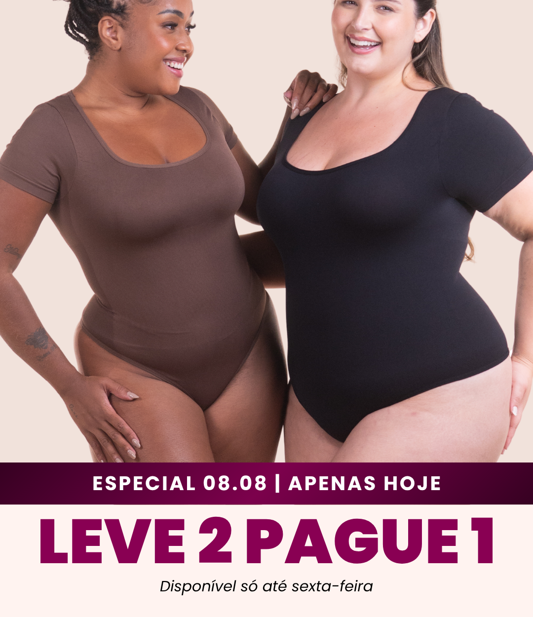 Body Confort - Body de Manga Curta Sem Costura - Compre 1 Leve 2
