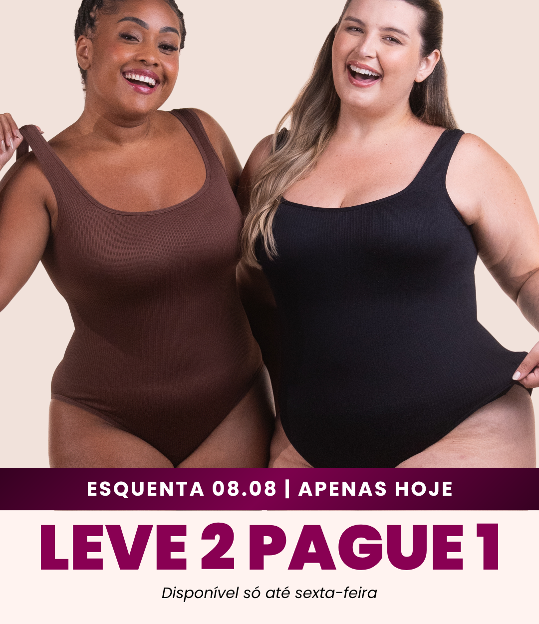 2 Bodys Shaper Canelado - Compre 1 Leve 2