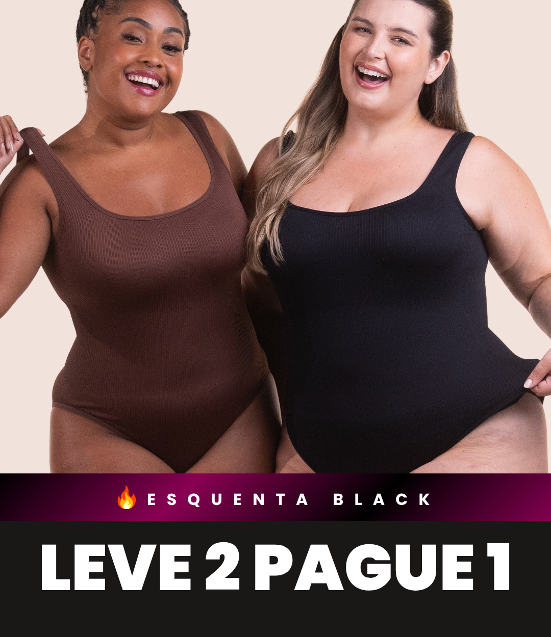 2 Bodys Shaper Canelado - Compre 1 Leve 2