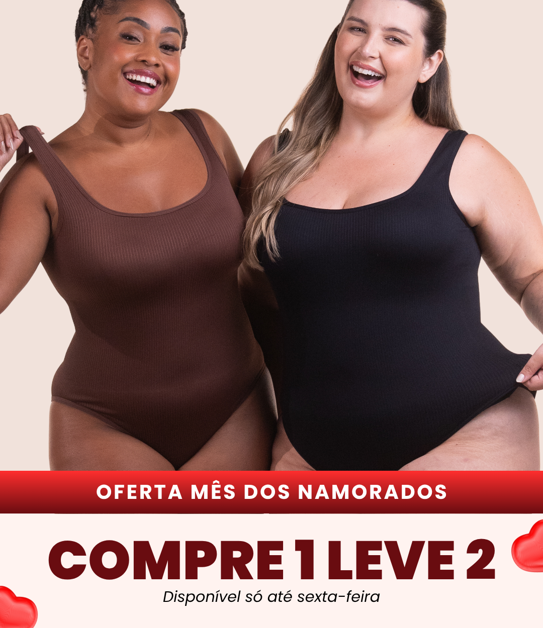 2 Bodys Shaper Canelado - Compre 1 Leve 2