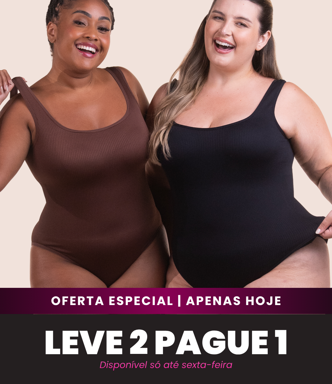 2 Bodys Shaper Canelado - Compre 1 Leve 2