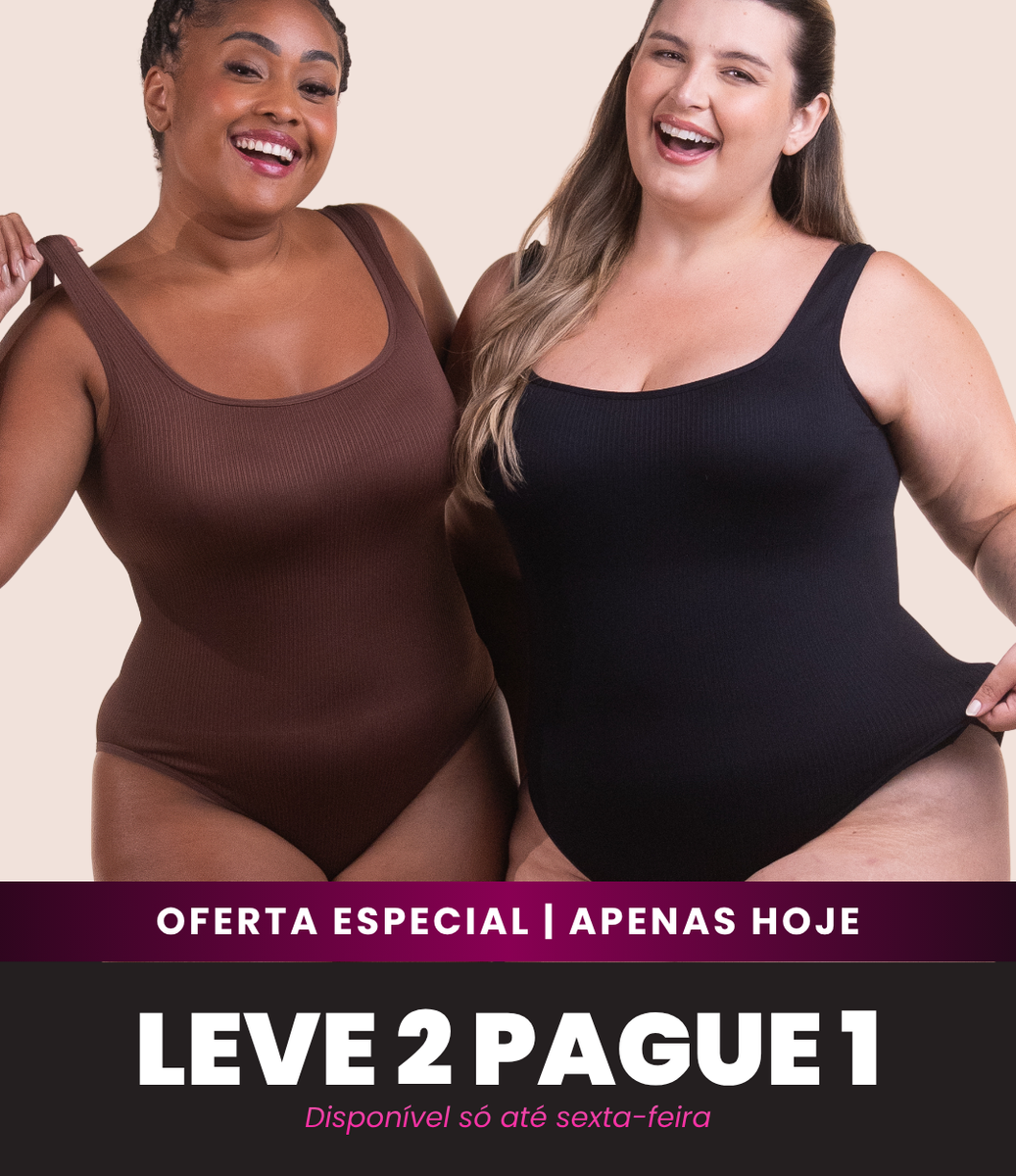 2 Bodys Shaper Canelado - Compre 1 Leve 2