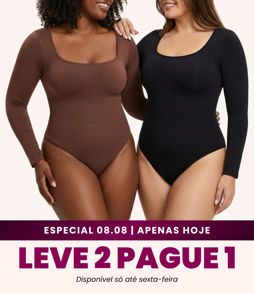Body Confort - Body de Manga Longa  - Compre 1 Leve 2