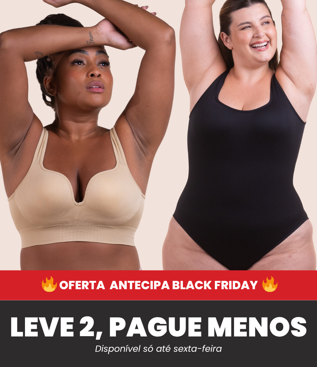 Sutiã Push Up + Body Shaper Canelado - Combo Irresistível