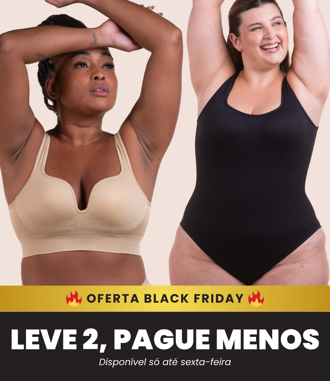 Sutiã Push Up + Body Shaper Canelado - Combo Irresistível