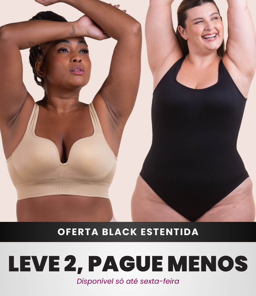 Sutiã Push Up + Body Shaper Canelado - Combo Irresistível