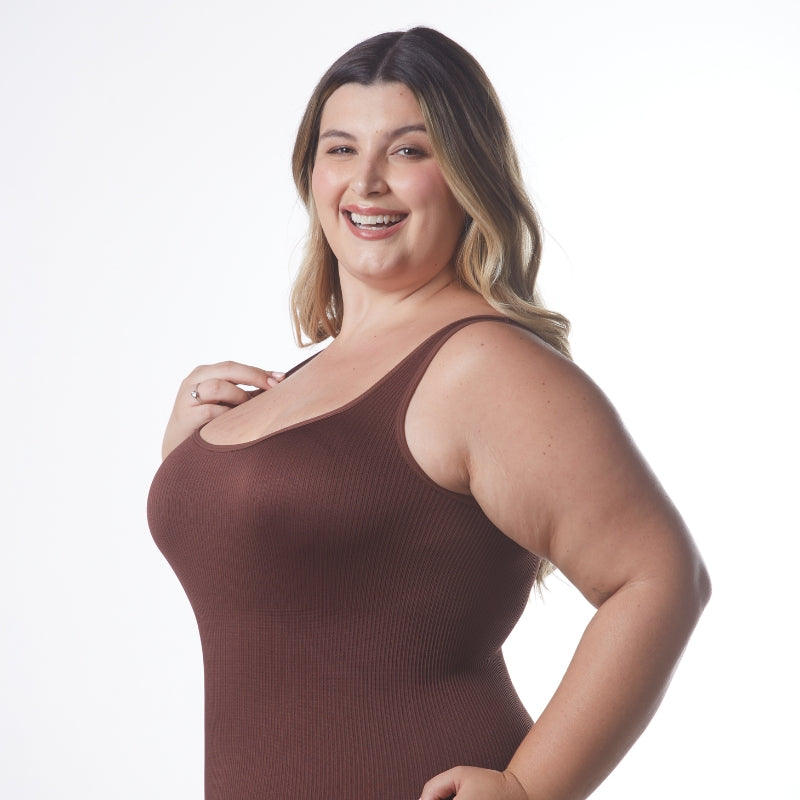 Body Shaper - Body modelador canelado com abertura higiênica