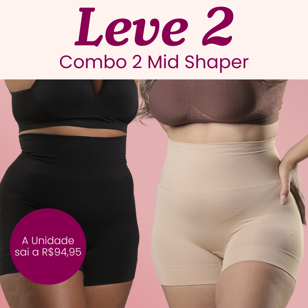 Combo Especial - 2 Mid Shapers - Short Modelador Cintura Média Com Silicone