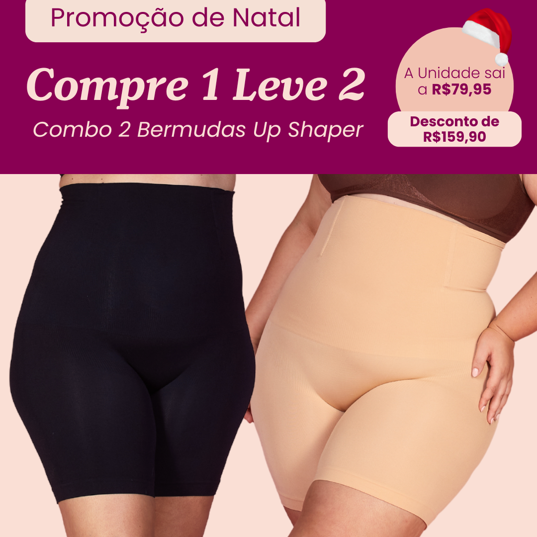 2 Up Shapers - Bermudas Modeladoras que Não Enrola - Compre 1 Leve 2 - Black Friday