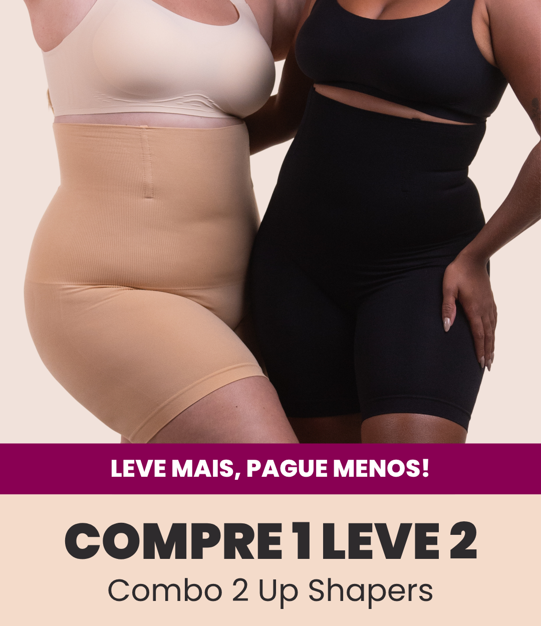 2 Up Shapers - Bermudas Modeladoras que Não Enrolam - Compre 1 Leve 2