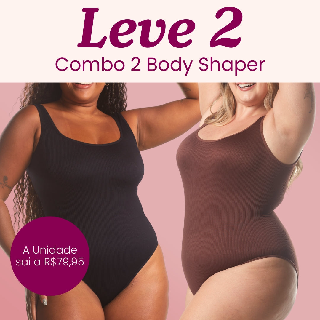 Body Shaper - Body modelador canelado - QUEIMA DE ESTOQUE - Compre 1 Leve 2