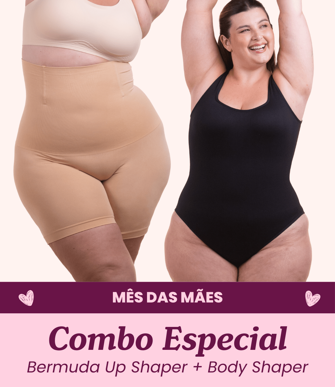 COMBO ESPECIAL - 1 Bodys Shaper Canelado + 1 Bermuda Up Shaper - Midastime