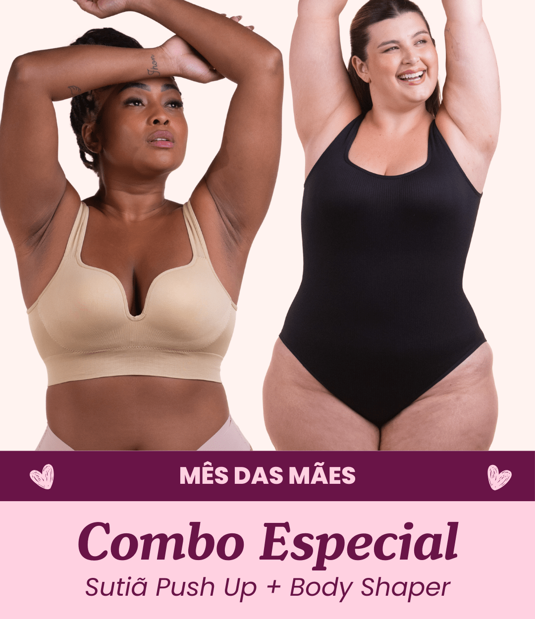 Combo Especial - 1 Sutiã Push Up + 1 Body Shaper Canelado - Midastime