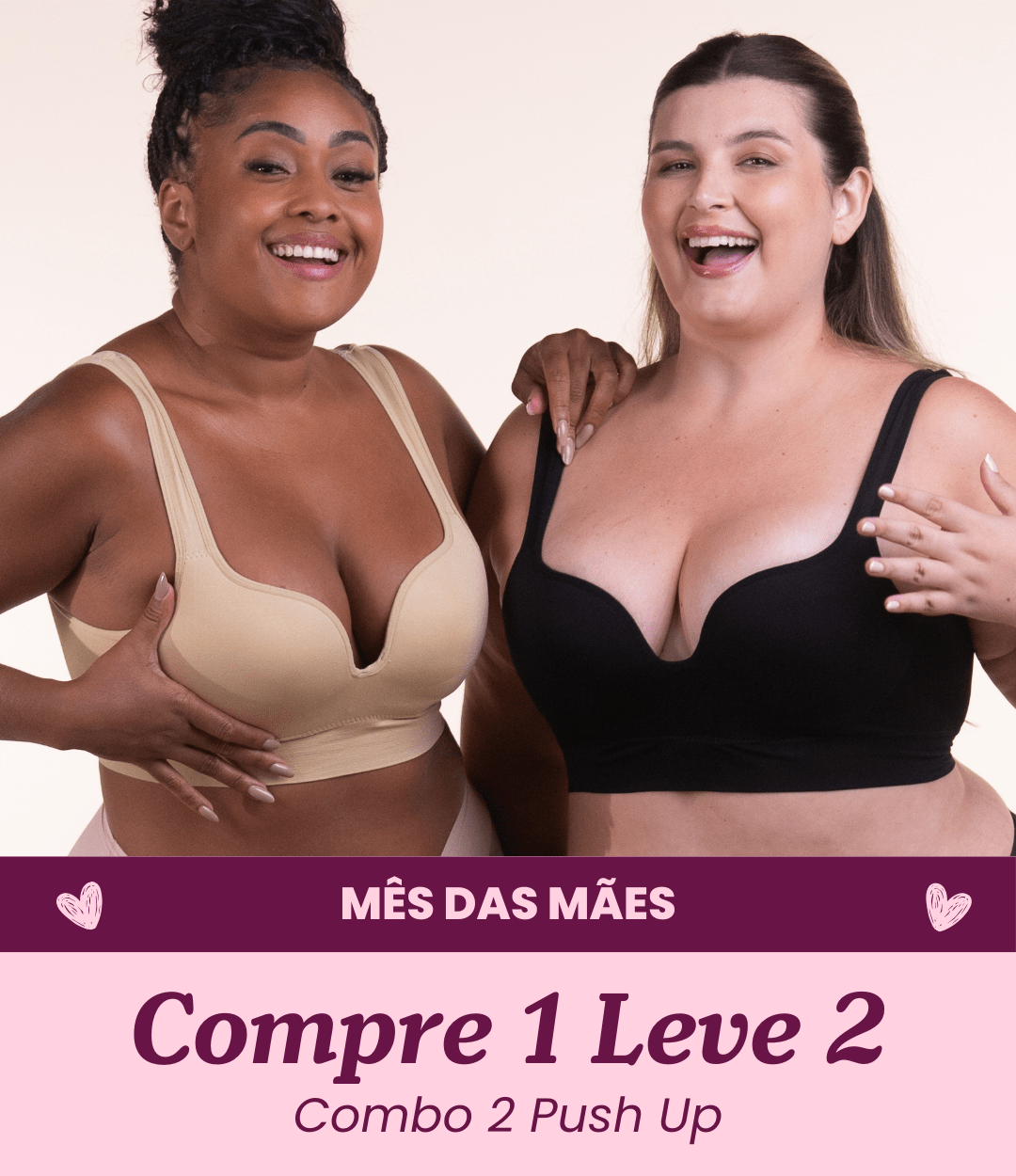 Combo Especial - 2 Sutiãs Efeito Push Up - Sem Arames que Machucam - Sem Costura - Midastime