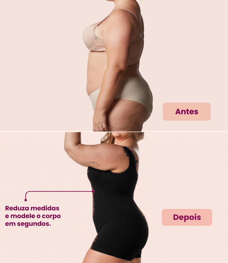 Antes e depois: Macaquinho: cintura marcada de perfil